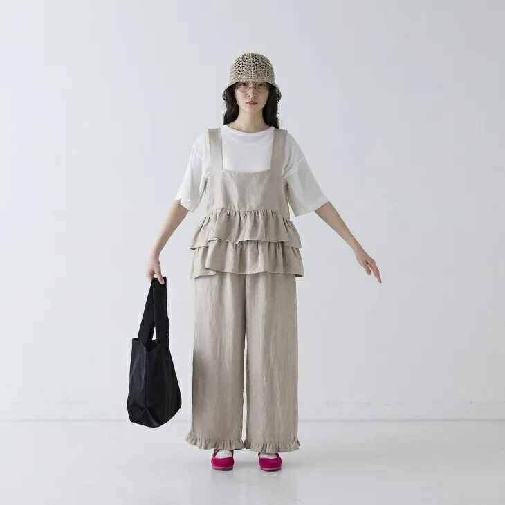 【再入荷】Cion (シオン) | リネンガーゼティアードビスチェ (beige/black) | レディース ビスチェ ベスト ティアード キャミソール リネン 麻 リネンガーゼ 裏地付き レイヤード 重ね着 ゆったり ベージュ ブラック ナチュラル シンプル 日本製 春夏 26SS｜北欧雑貨と音楽 HAFEN ハーフェン