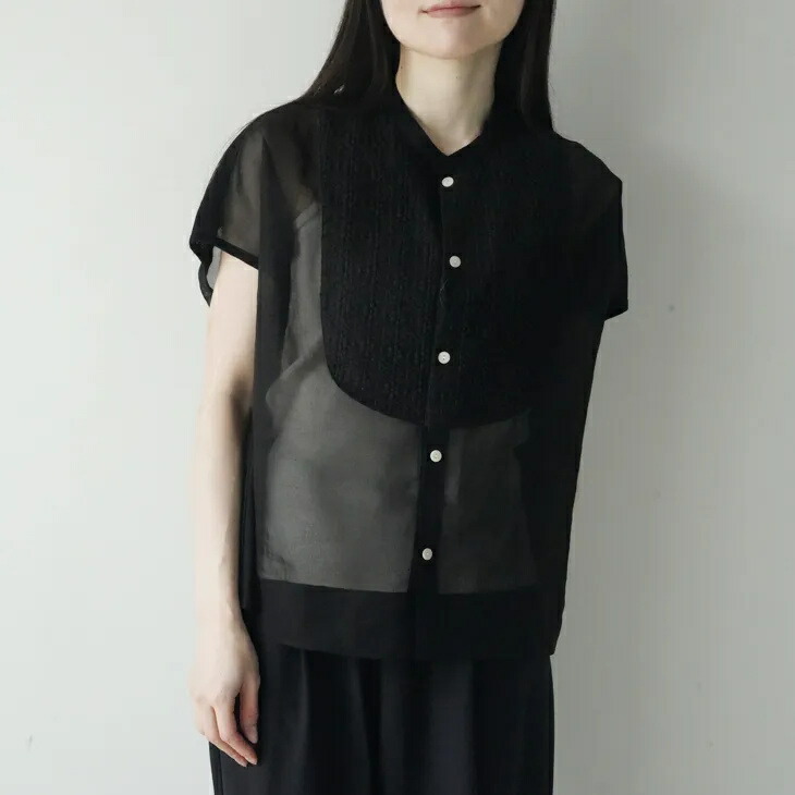 MANON (マノン) | ORGANDY FRENCH BLOUSE (black) one size | トップス ブラウス オーガンジー|北欧雑貨と音楽 HAFEN ハーフェン