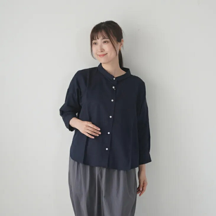 【再入荷】HUIS (ハウス) | 8分袖やわらかサテンワイドブラウス (dark navy) | レディース ブラウス シャツ ワイドブラウス サテン 8分袖 ドロップショルダー ゆったり ダークネイビー 紺 ナチュラル カジュアル 日本製 春夏｜北欧雑貨と音楽 HAFEN ハーフェン