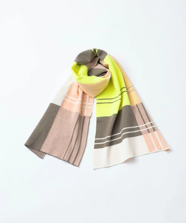 【SALE セール】TRICOTE | STRIPE CHECKERD MUFFLER (yellow) | 送料無料 マフラー 防寒 トリコテ|北欧雑貨と音楽 HAFEN ハーフェン