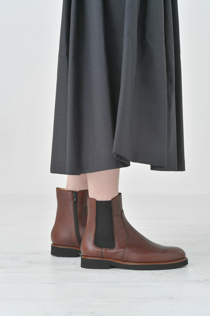 【SALE セール】Dell' Arte (デラールテ) | side gore zip boots (brown) | サイドゴアジップブーツ 38 (24cm)画像