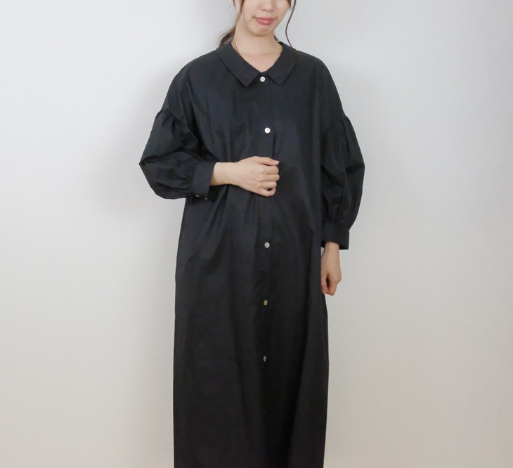 Utilite バルーンスリーブシャツワンピース Black ワンピース 送料無料 ユティリテ ブラック 黒 シンプル Oscarmedcare Com