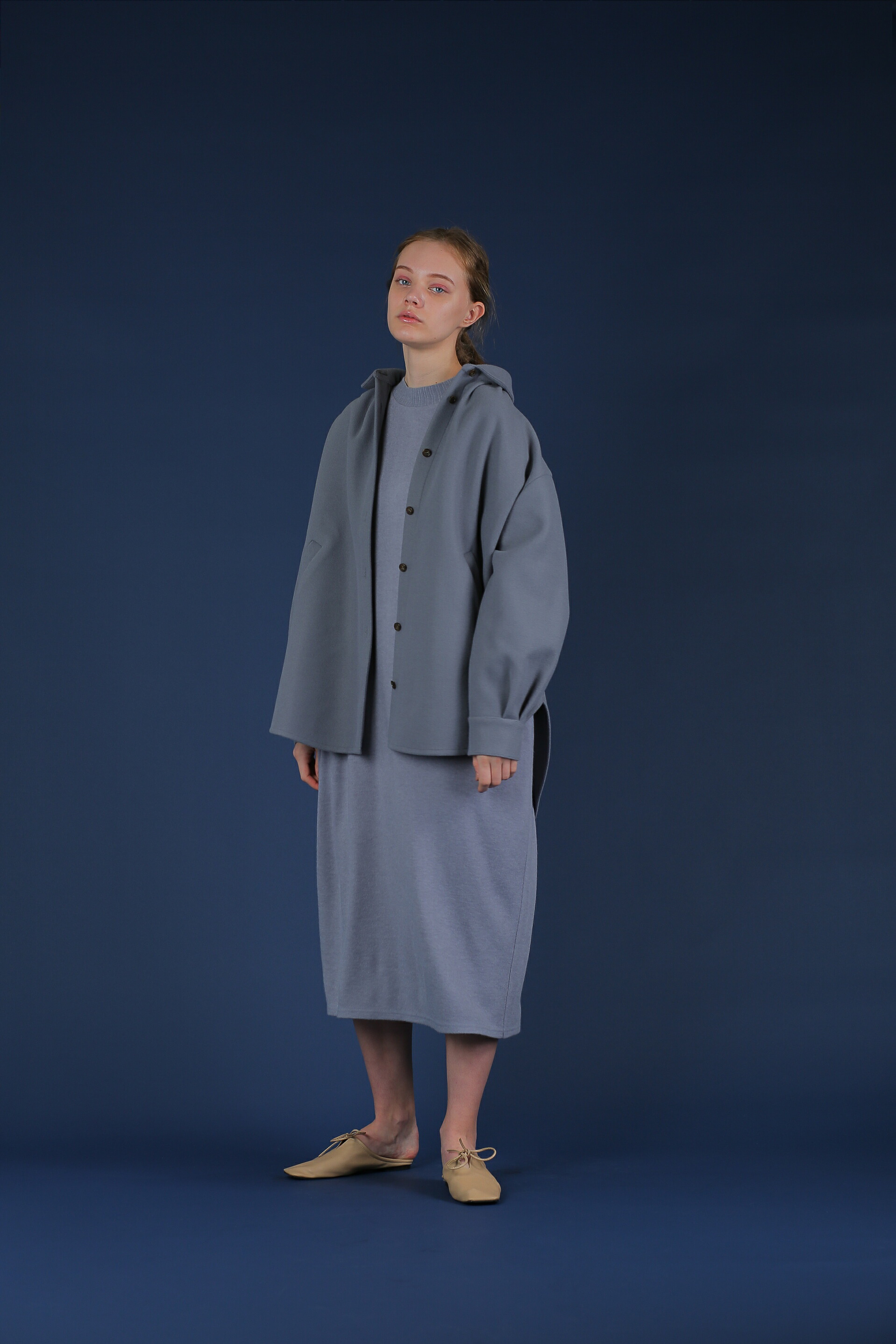 【SALE セール】KELEN (ケレン) | Over Shirt Coat "Diliy" (saxe) | アウター【送料無料 シンプル レディース カジュアル 長袖 コート】｜北欧雑貨と音楽 HAFEN ハーフェン