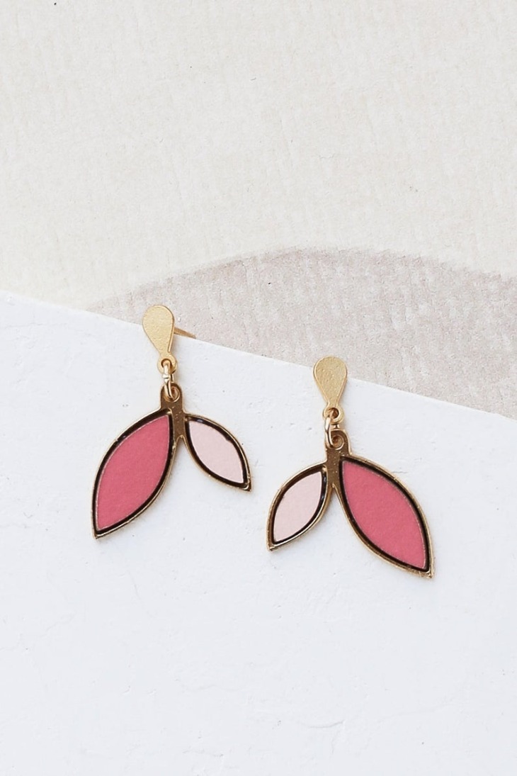 【SALE セール】Shlomit Ofir | Louise Earrings (pink) | ピアス【アクセサリー カラフル ボタニカル シンプル ゴールド ピンク】