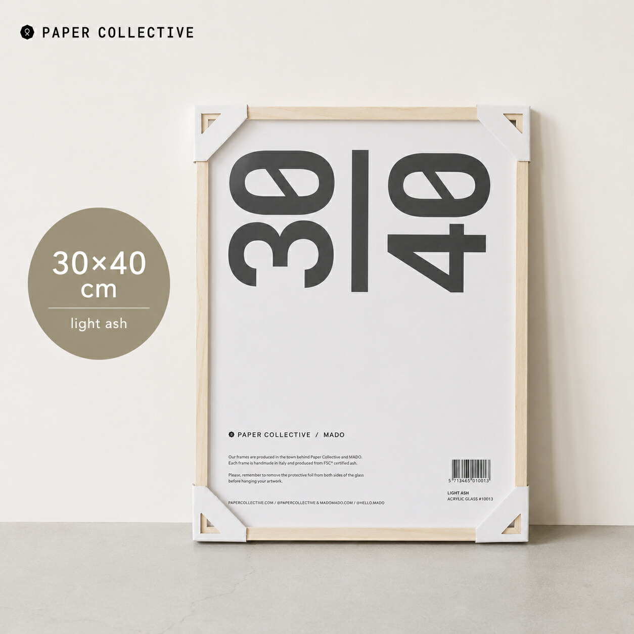 PAPER COLLECTIVE / MADO | ポスターフレーム (light ash) | 30x40cm 額縁 ライトアッシュ 木製 フォトフレーム フレーム 額 ウッドフレーム イタリア製 アクリル ナチュラル インテリア 北欧 雑貨 生活雑貨 アートフレーム 天然木 木枠|北欧雑貨と音楽 HAFEN ハーフェン