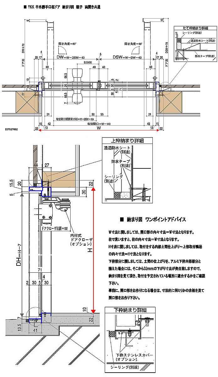 大幅値下 メール便ok 日本製 アルミサッシ Ykk 半外付 勝手口 框ドア 親子 W1235 H1840 クリアランスバーゲン Grammo Org