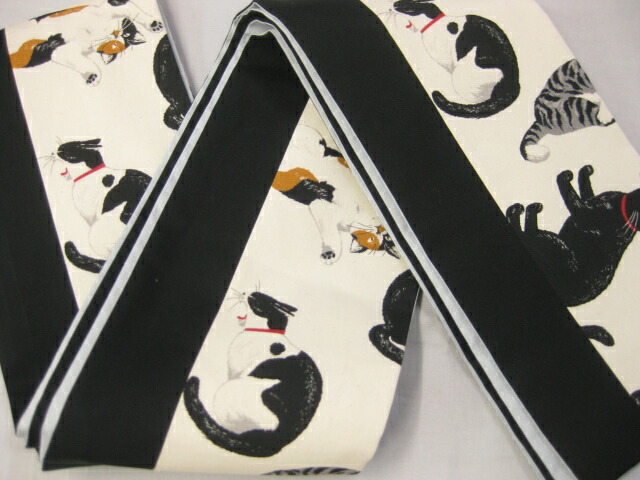 楽天市場】ねこちゃん柄 ネコ 細帯 生成り : 花水木 楽天市場店