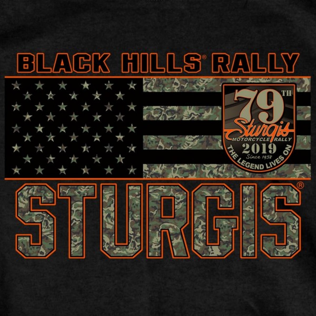 BLACK Extra Large Official 2019 Sturgis Motorcycle Rally Camo Skull Pattern Black T-Shirt BLACK Extra Large Official 2019 Sturgis Motorcycle Rally Camo Skull Pattern Black T-Shirt
