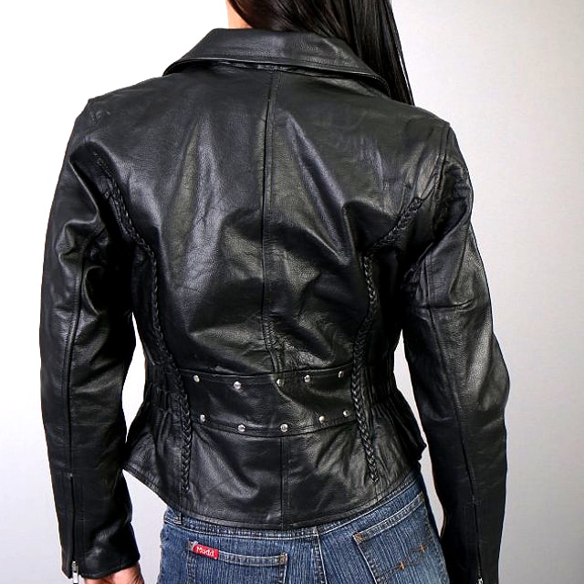 送料無料 日本未発売 米国直輸入 セール価格 ホットレザー Braided Motorcycle Leather Jacket ブレイデッド モーターサイクル レザー ジャケット 本革 レディース ダブルライダース アウター 編み込み バイク バイカー ブラック 大きいサイズ Painfreepainrelief Com