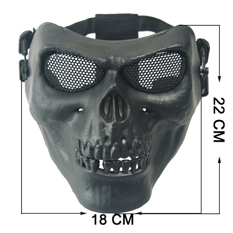 市場 送料無料 怖い カモフラージュマスク スカルマスク 全7色 顔面保護 インパクト大 耐衝撃性 通気性 目の保護 ミリタリー