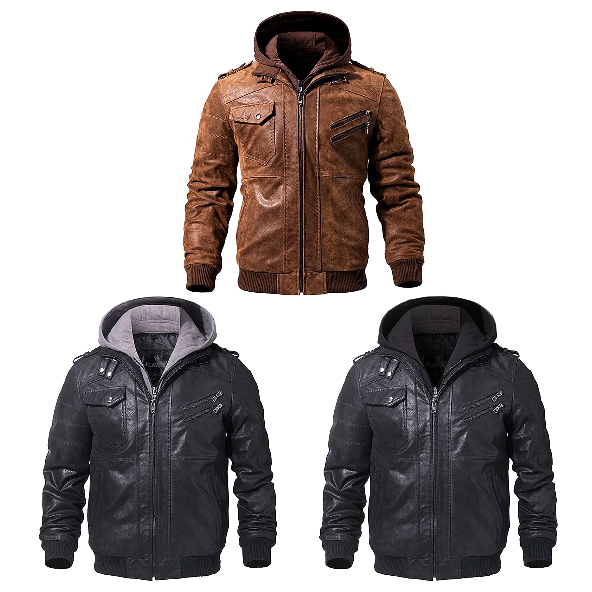 楽天市場】全4タイプ! [Men's Sheepskin Hood/Collar Genuine Leather Bomber Jacket] メンズ  シープスキン フード/カラー ジェニュインレザー ボンバージャケット! 本革 羊革 ライダース フライトジャケット パーカー コート アウター  重ね着風 バイクに! : ハーレー ...