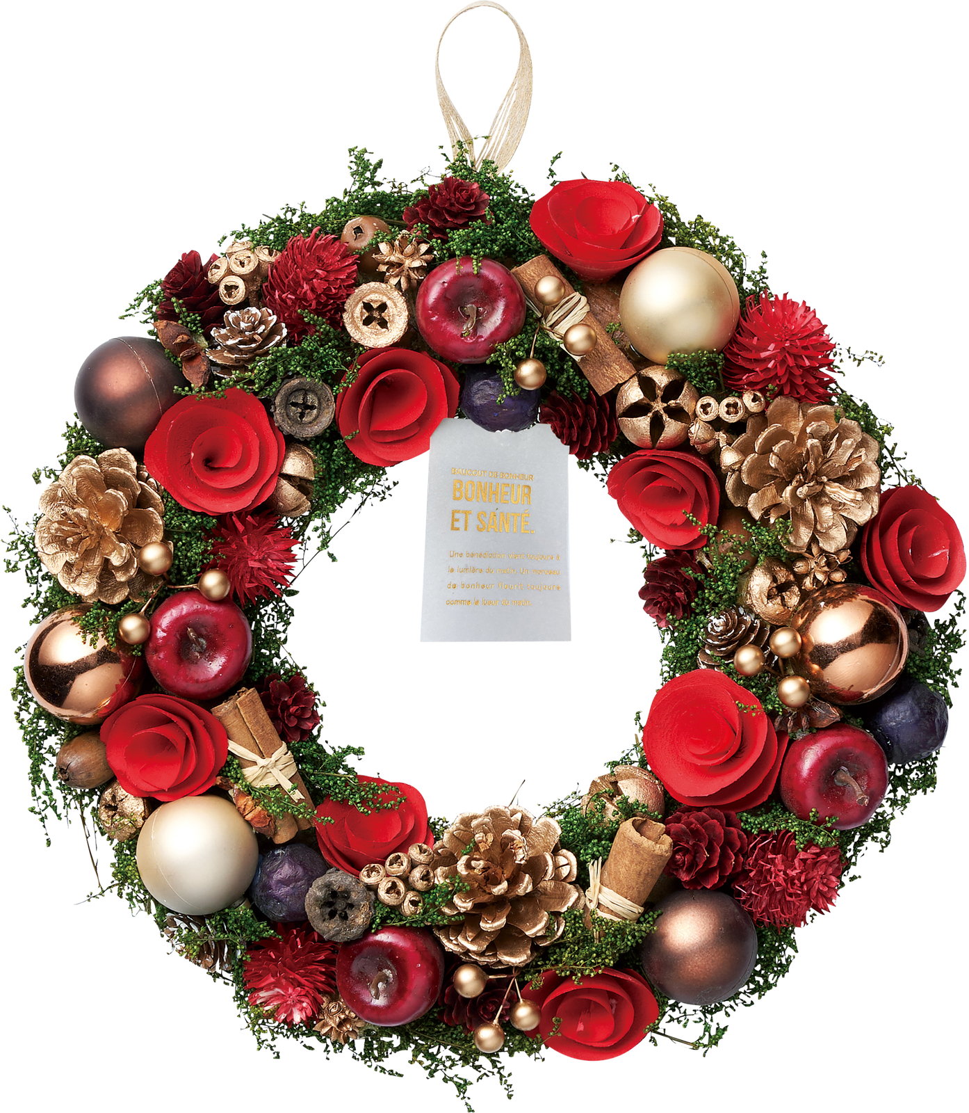 <br>クリスマスリース　30cm レッド27L　ドライフラワーのリース