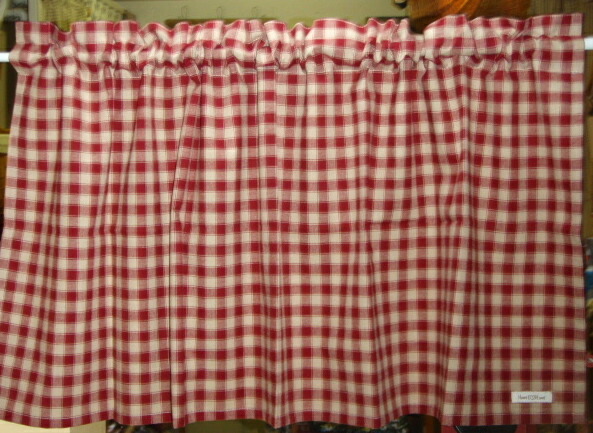 楽天市場】カントリーチェック*フリル無しカフェカーテン(エンジ