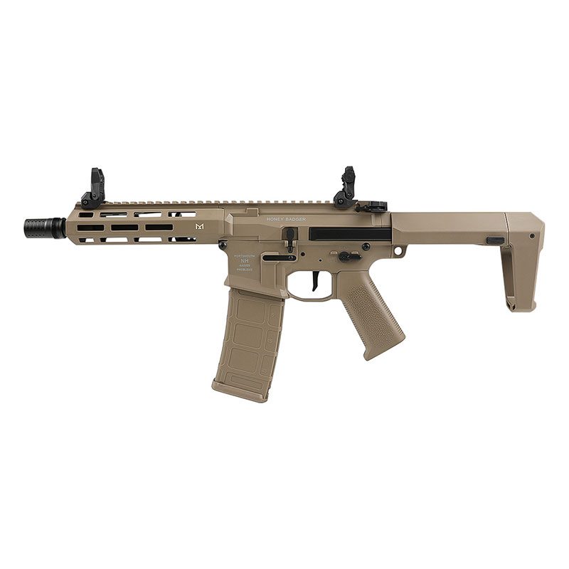 DE Airsoft ハニーバジャー Honey Badger by Q SBR AEG スポーツライン (玄モーター仕様/Falcon2.0電子トリガー搭載/JP Ver.) Dark Earth ガンケース付
