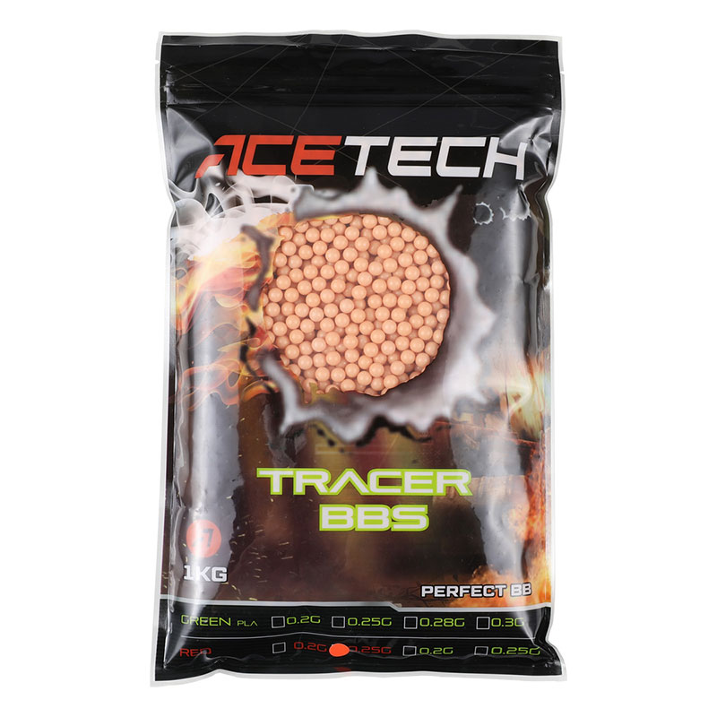 ACETECH プラトレーサーBB弾 (レッド) 0.25g/1kg(4000発)