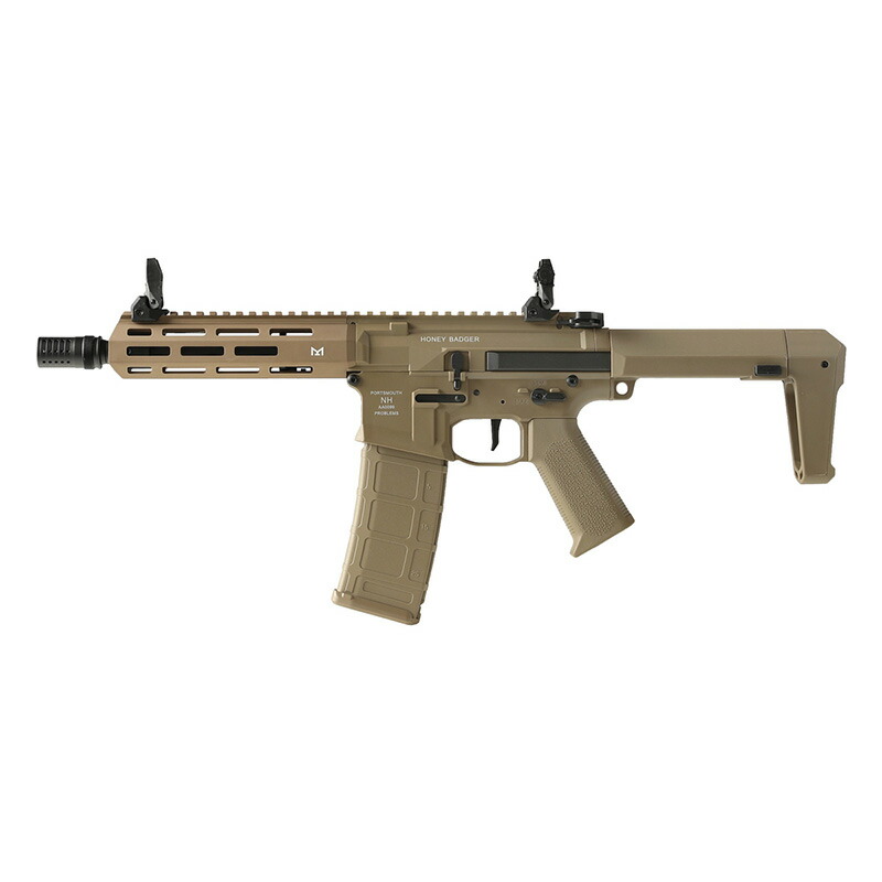 DE Airsoft Honey Badger by Q SBR AEG (Kestrel V2搭載/JP Ver.) Dark Earth ガンケース付 18歳以上