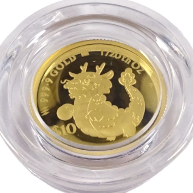 純金コイン 24金 干支 ドラゴン金貨（辰）<br /> 1/20オンス 裏面チャールズ3世国王<br />【ギフトラッピング済み】<br />【送料無料】【レディース,激安,特価,通販】