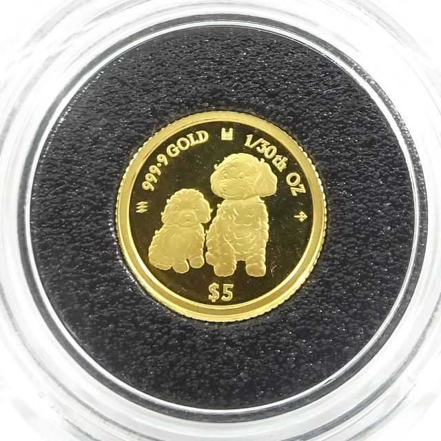 24金 ドッグ金貨 1/30オンス 2024年製（プードル）<br />クック諸島 ゴールドコイン マザーズラブ<br />保証書・ボックス付き【ギフトラッピング済み】<br />【送料無料】【レディース,激安,特価,通販】