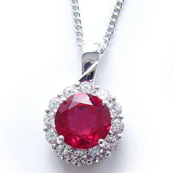楽天市場】SV合成ルビーペンダントネックレス大粒3.5カラット【7月