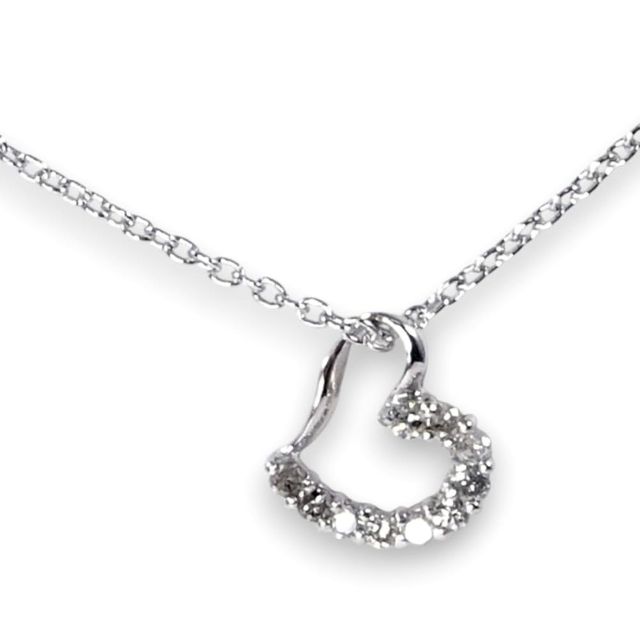 SV 天然ダイヤモンド10石 オープンハートネックレスペンダントSILVER925【4月誕生石ダイヤ】【送料無料】【レディース,激安,特価,通販】｜あなたと私の宝石箱 店 8,640円