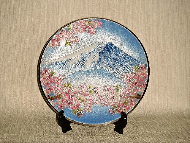 楽天市場】七宝焼 飾皿 9丸白地桜 : 日の出工芸社