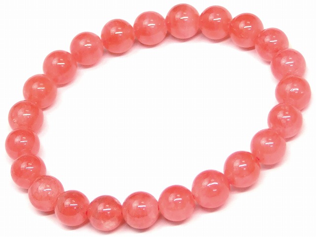 67853　　インカローズ 8mm 5A ブレスレット 内径17cm 鑑別済・本物保証 ポーチ付き 送料無料 アルゼンチン産 天然石 パワーストーン｜品良店
