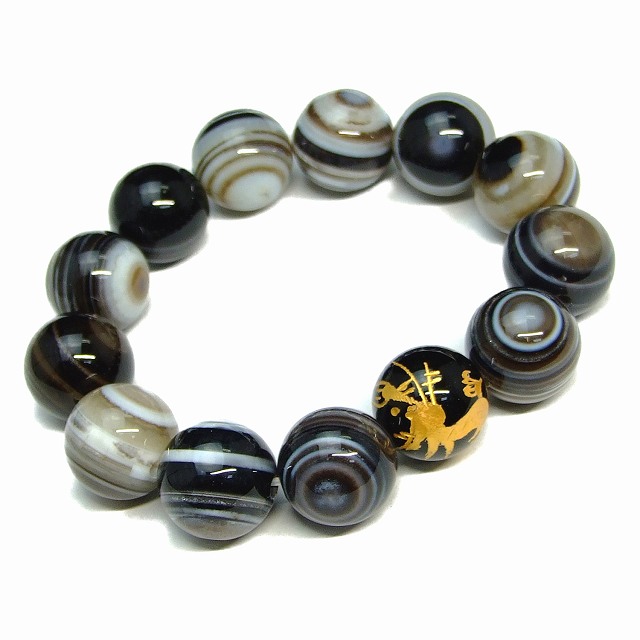 楽天市場】58517 18mm 特級 黒天眼石 双眼 オニキス 龍彫り 金彫り