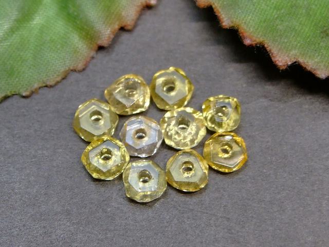 g3-37G 3mm×5mm ボタンカット 6粒セット シトリン 黄水晶 送料無料有 天然石 パワーストーン 品良