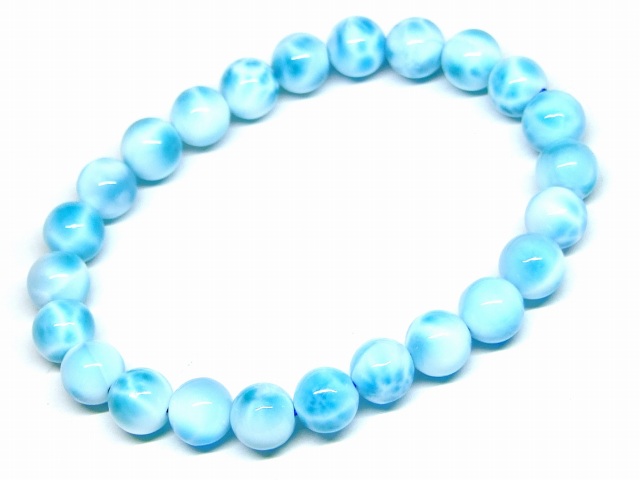 65495　　特級 8mm ラリマー ドミニカ共和国産 ブレスレット 内径17cm ポーチ付き 鑑別済・本物保証 送料無料 天然石 パワーストーン