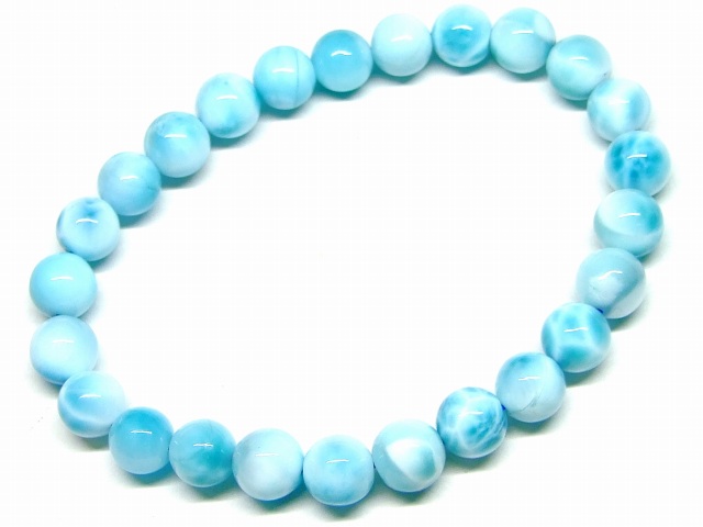 65625 ラリマー 8mm AAA ドミニカ共和国産 ブレスレット 内径17cm ポーチ付き 鑑別済・本物保証 送料無料 天然石 パワーストーン