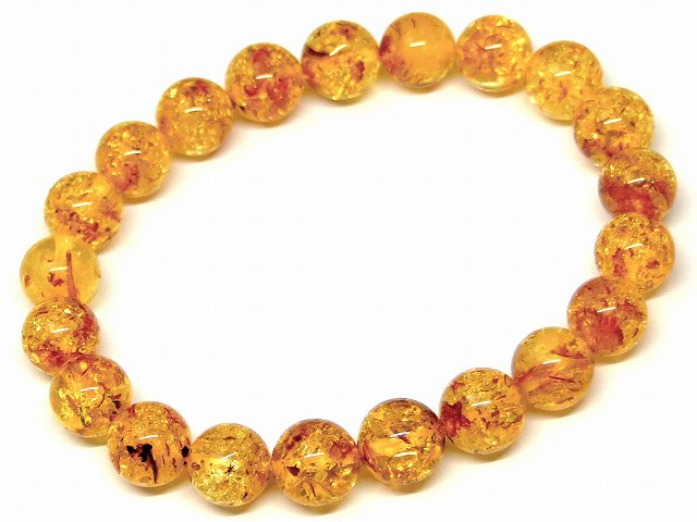 楽天市場】65556 花アンバー 琥珀 12mm 5A ブレスレット 内径17cm