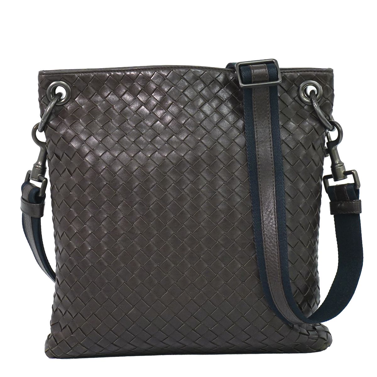 本物 ボッテガ ヴェネタ BOTTEGA VENETA イントレチャート ショルダーバッグ ポシェット なめし革 赤銅色 172736 Intrecciato 御徒面子 中古・
