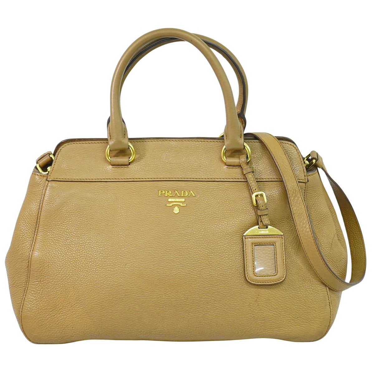 本物 プラダ PRADA レザー 2WAY ショルダーバッグ ハンドバッグ ポシェット ベージュ バッグ 中古・｜BRAND BOX