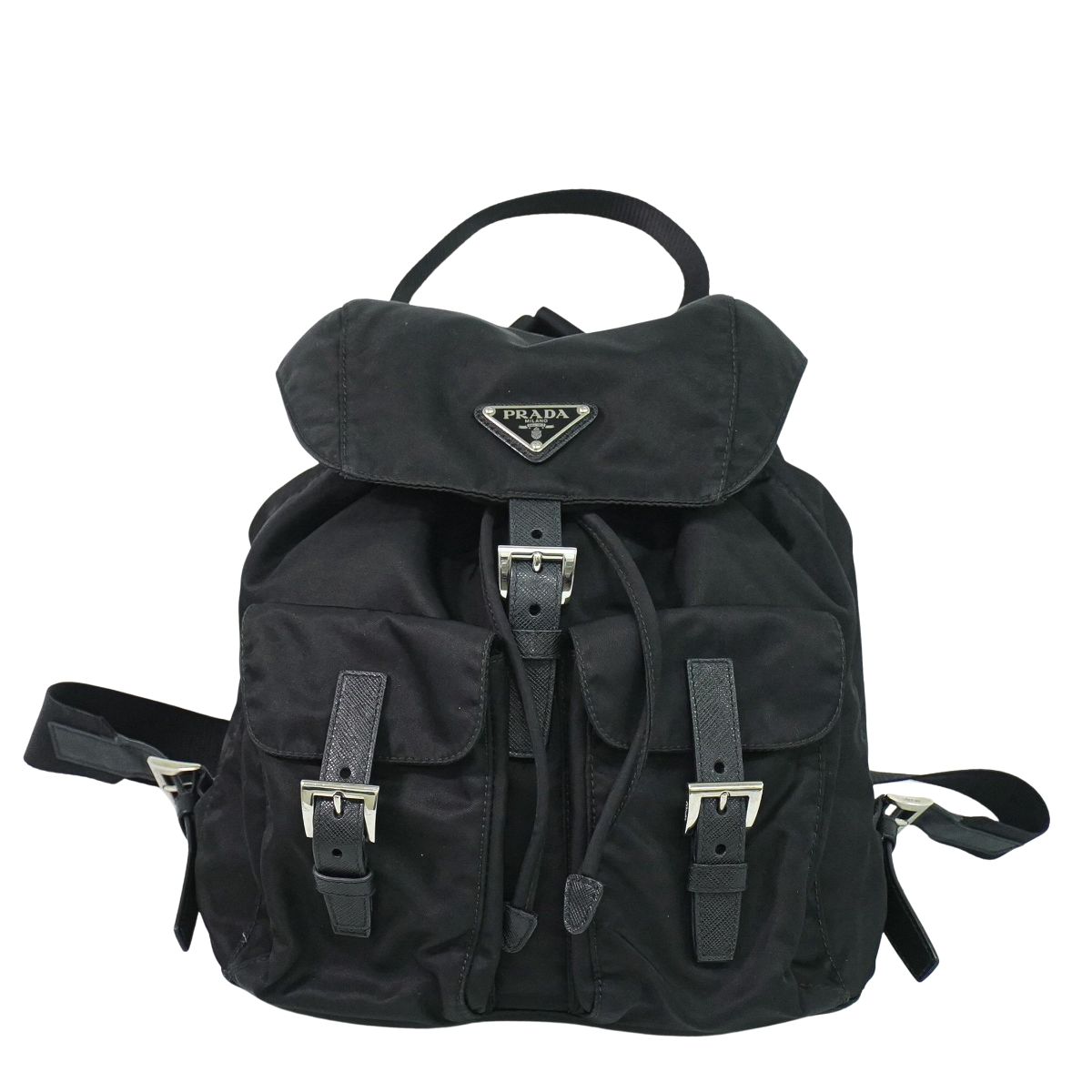 本物 プラダ PRADA ヴェラ 背嚢 うしろ側風呂敷き包み ナイロン 黒いこと 1BZ677 Vela 御徒面子 中古・