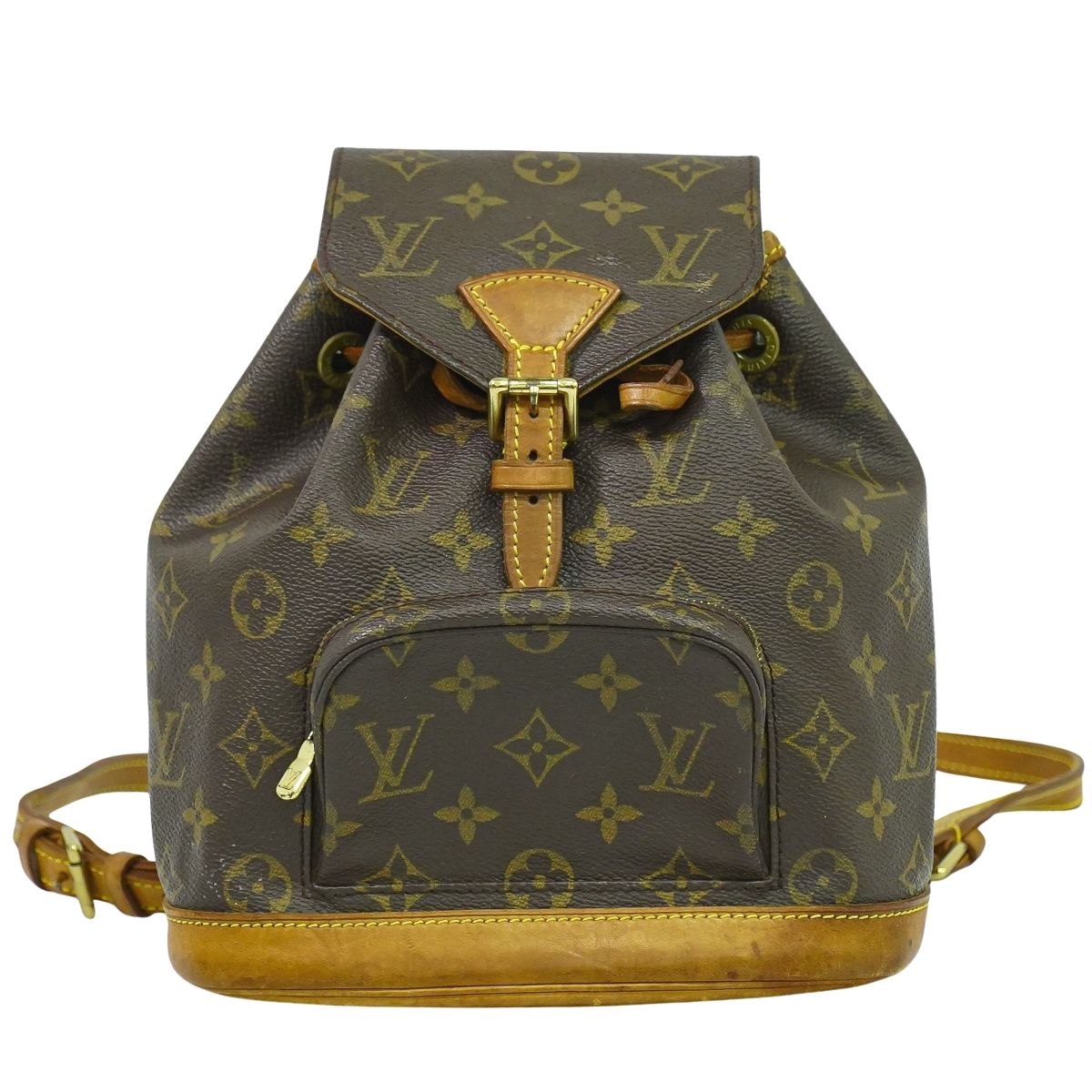 本物 ルイヴィトン LOUIS VUITTON LV ミニ モン掏摸 モノグラム 背嚢 うしろ側容器に並べる 赤銅色 M51137 ビトン 御徒面子 中古・