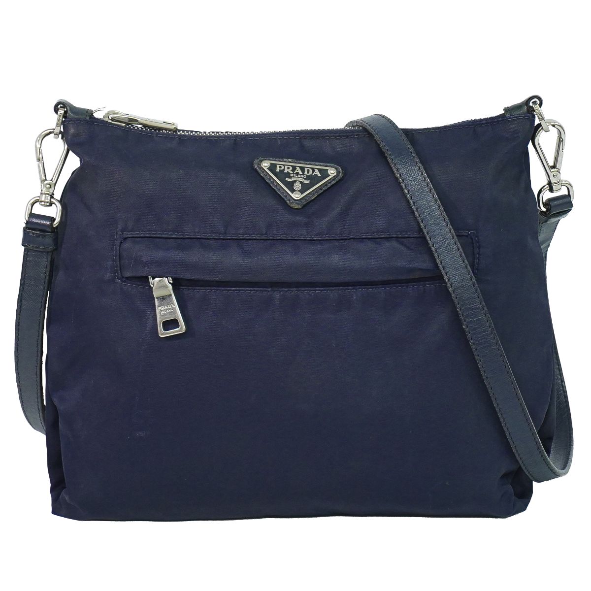 本物 プラダ PRADA ナイロン ショルダーバッグ ポシェット 米国海軍 御徒面子 中古・