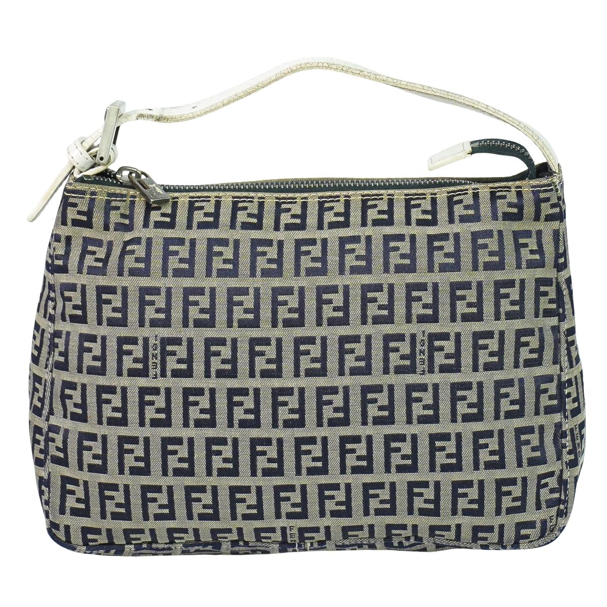 本物 フェンディ FENDI ズッキーノ ハンドバッグ キャンバス グレー ネイビー 8N005 Zucchino バッグ 中古・｜BRAND BOX