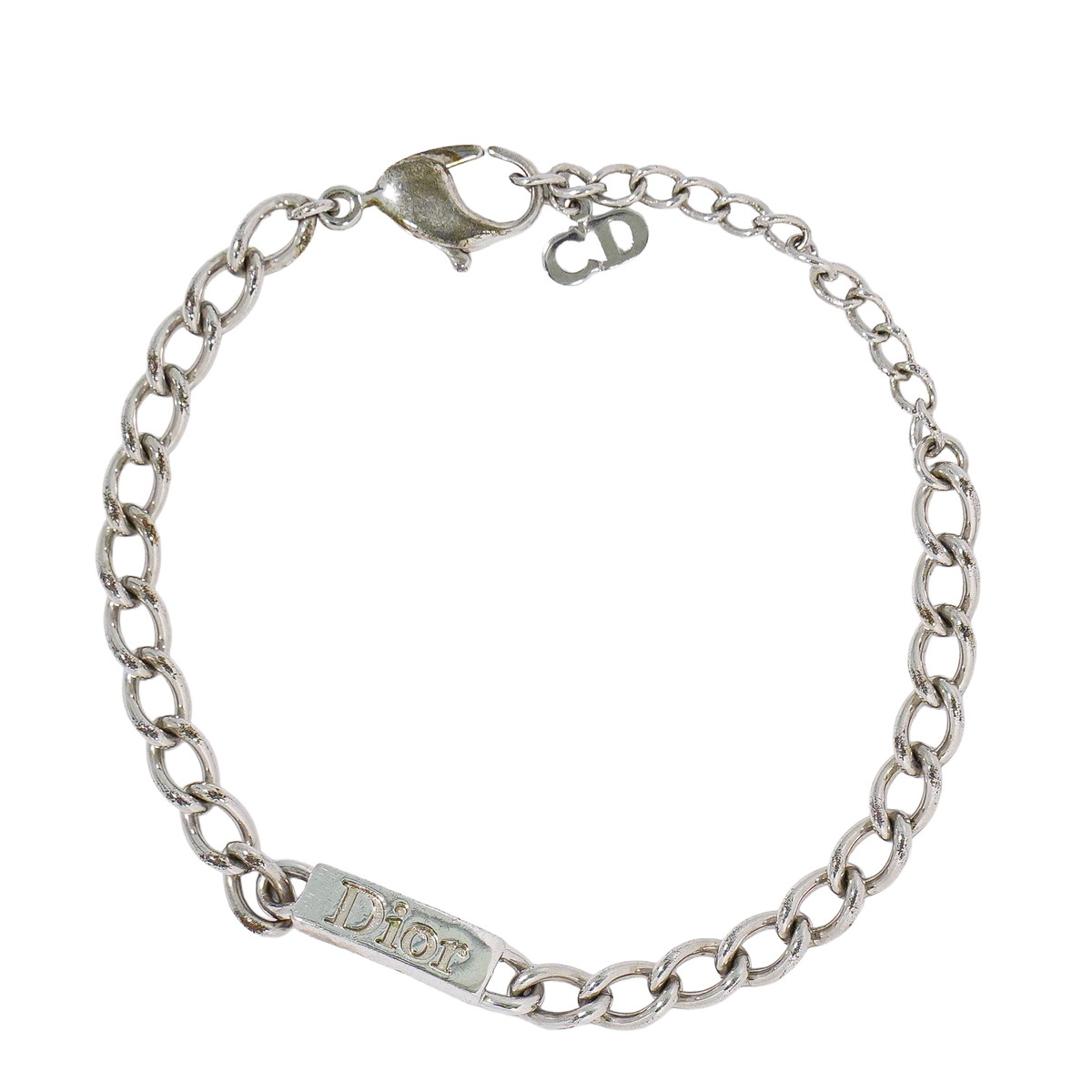 本物 ディオール Dior ロゴプレート メタル ブレスレット バングル シルバー金具 アクセサリー ジュエリー 中古・｜BRAND BOX