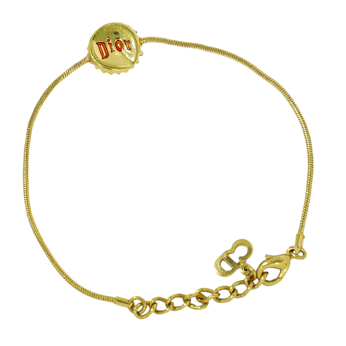 本物 ディオール Dior ロゴ ボトルキャップ モチーフ ブレスレット バングル GP ゴールド メッキ アクセサリー ジュエリー 中古・|BRAND BOX