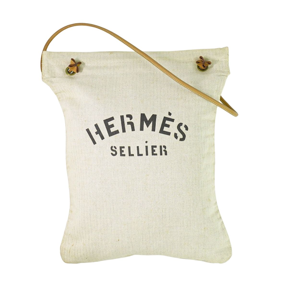 本物 エルメス HERMES アリーヌ GM ショルダーバッグ トートバッグ 帆布 象牙色 Aline 御徒面子 中古・