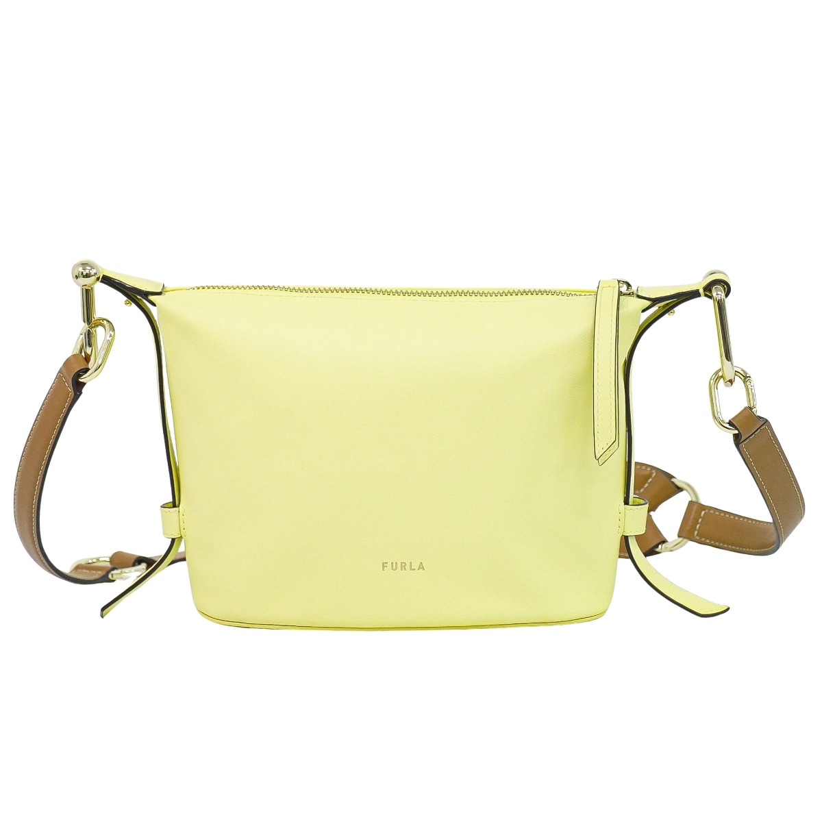 本物 フルラ FURLA レザー ショルダーバッグ イエロー バッグ 中古・