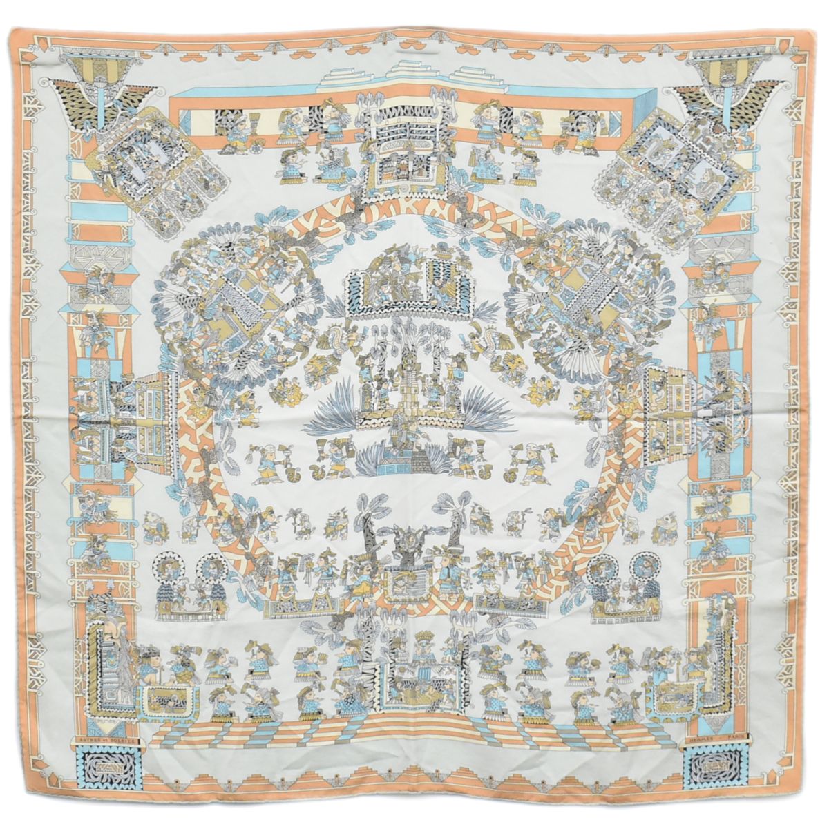 美品 ★3F140 エルメス スカーフ カレ90 天体と太陽 タグあり 美品 ☆3F140 エルメス スカーフ カレ90 天体と太陽 タグあり