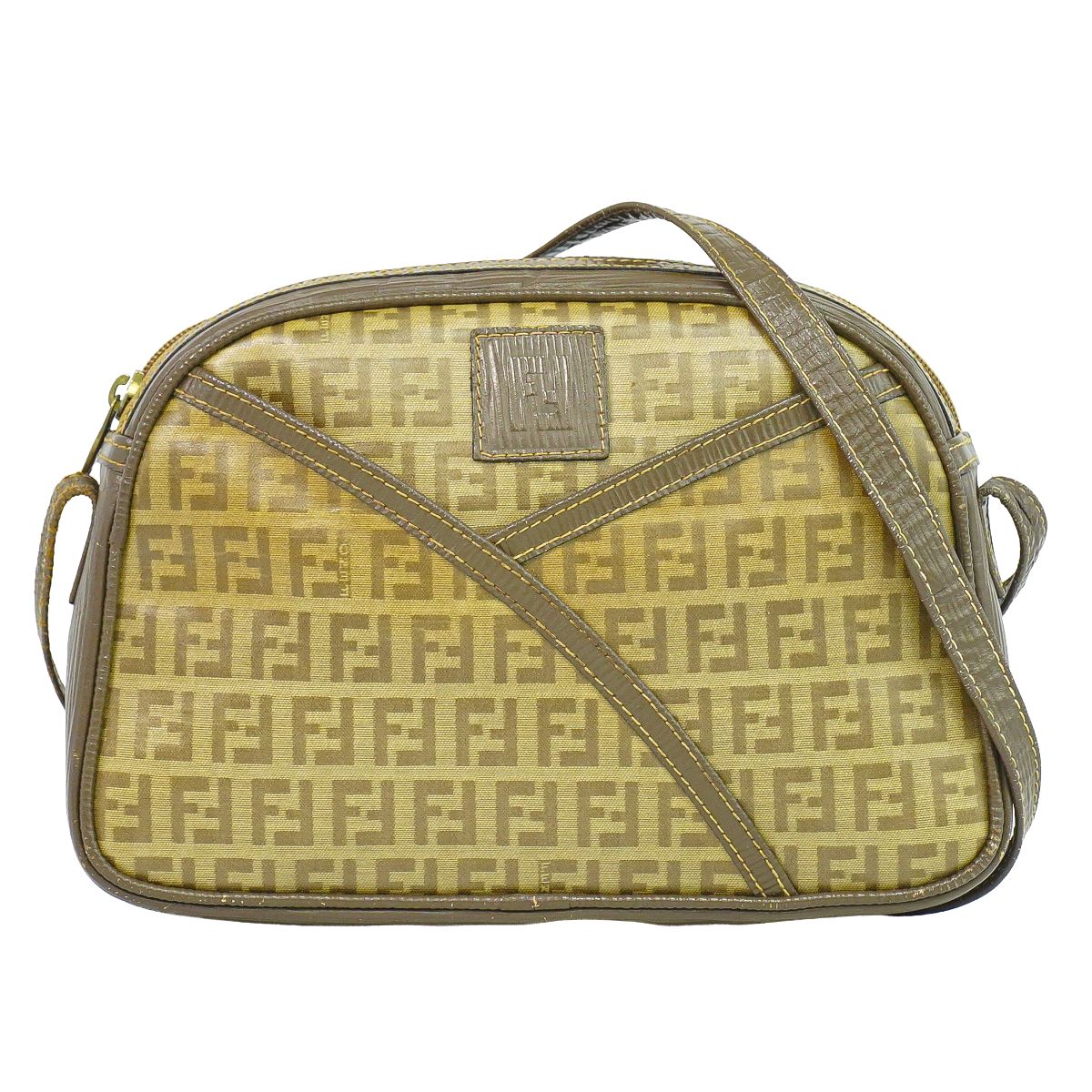 本物 フェンディ FENDI ズッカ ショルダーバッグ ポシェット PVC ブラウン Zucca バッグ 中古・