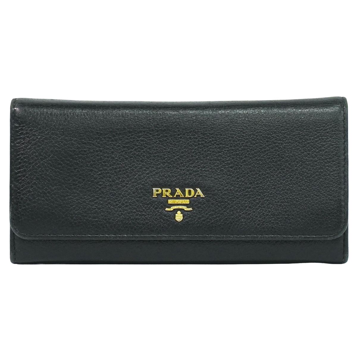 本物 プラダ PRADA なめし革 長紙入れ ロングウォレット 黒いこと 紙入れ ウォレット 中古・
