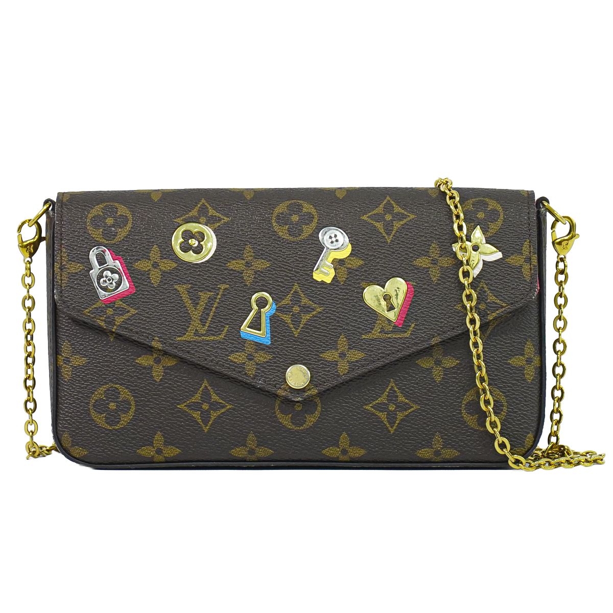 本物 ルイヴィトン LOUIS VUITTON LV 優しいこと鍵を掛ける ポシェット フェリーチェ モノグラム ショルダーバッグ 赤銅色 マルチ色合い M63999 ビトン 御徒面子 中古・