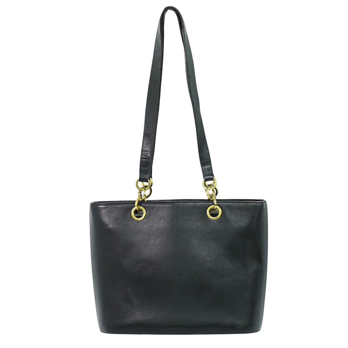 本物 サルヴァトーレ フェラガモ Salvatore Ferragamo レザー ショルダーバッグ ブラック バッグ 中古・
