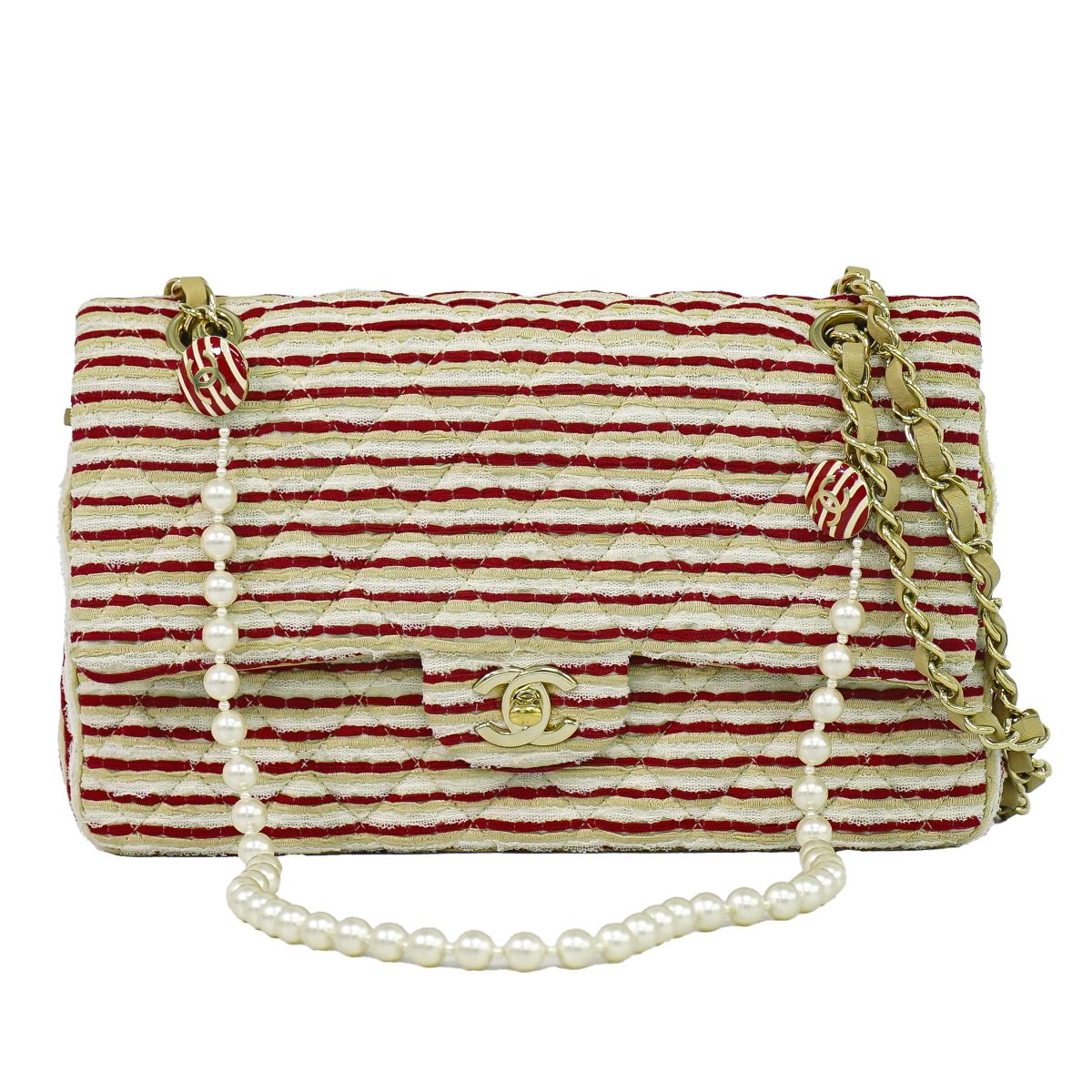 本物 シャネル CHANEL ココセーラー マトラッセ ダブル下げ翼 チェーン店 ショルダーバッグ 帆布 赤いこと ベージュ 白いこと Coco Sailor 御徒面子 中古・ バッグ・小物・ブランド雑貨-バッグ