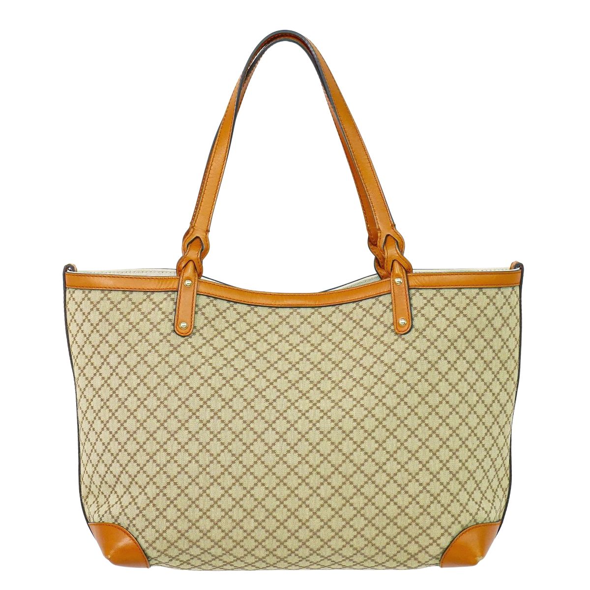 本物 グッチ GUCCI ディアマンテ トートバッグ ハンドバッグ キャンバス ベージュ オレンジ 247209 Diamante バッグ 中古・