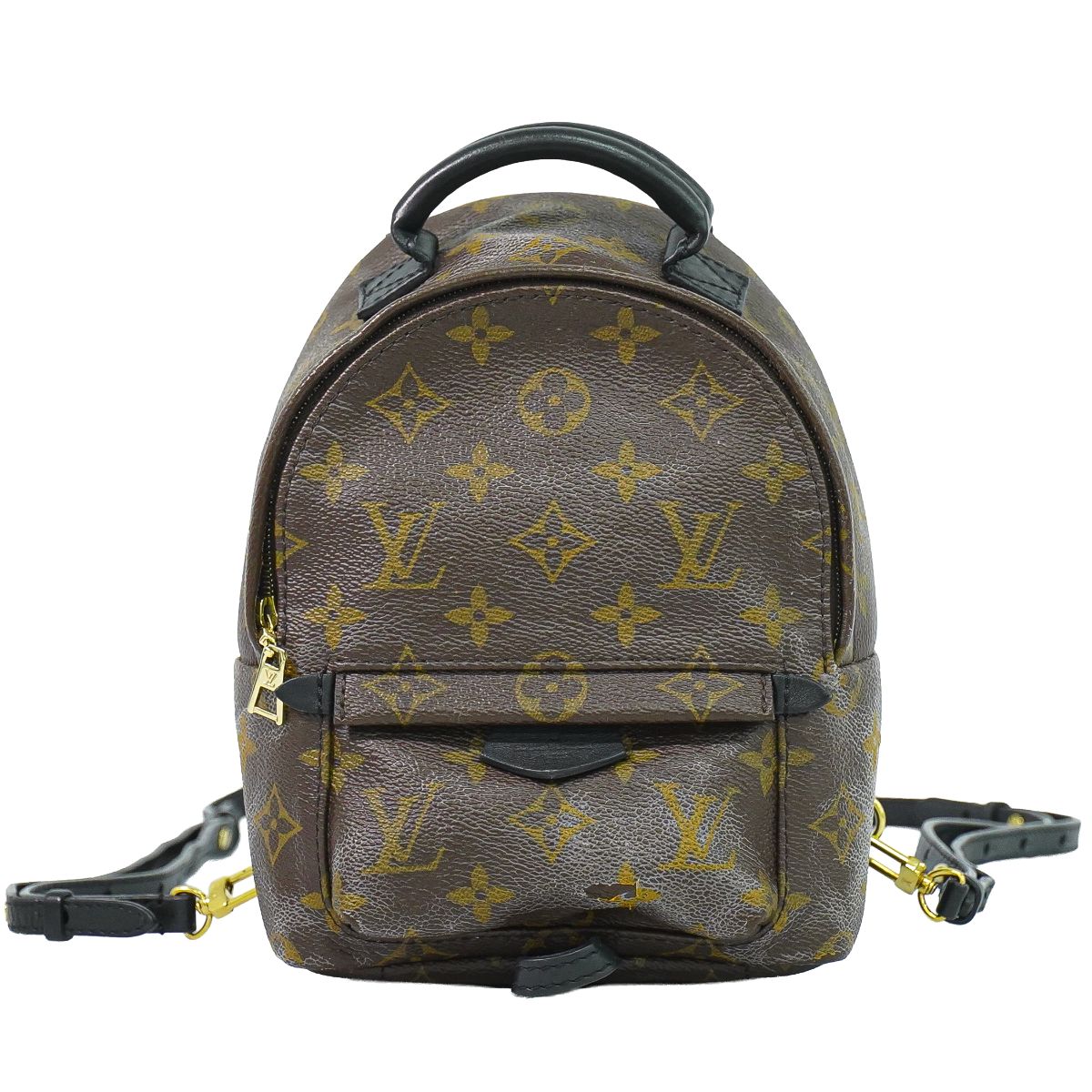 本物 ルイヴィトン LOUIS VUITTON LV パームスプリングス うしろ側風呂敷き包み MINI モノグラム 背嚢 赤銅色 M44873 ビトン 御徒面子 中古・