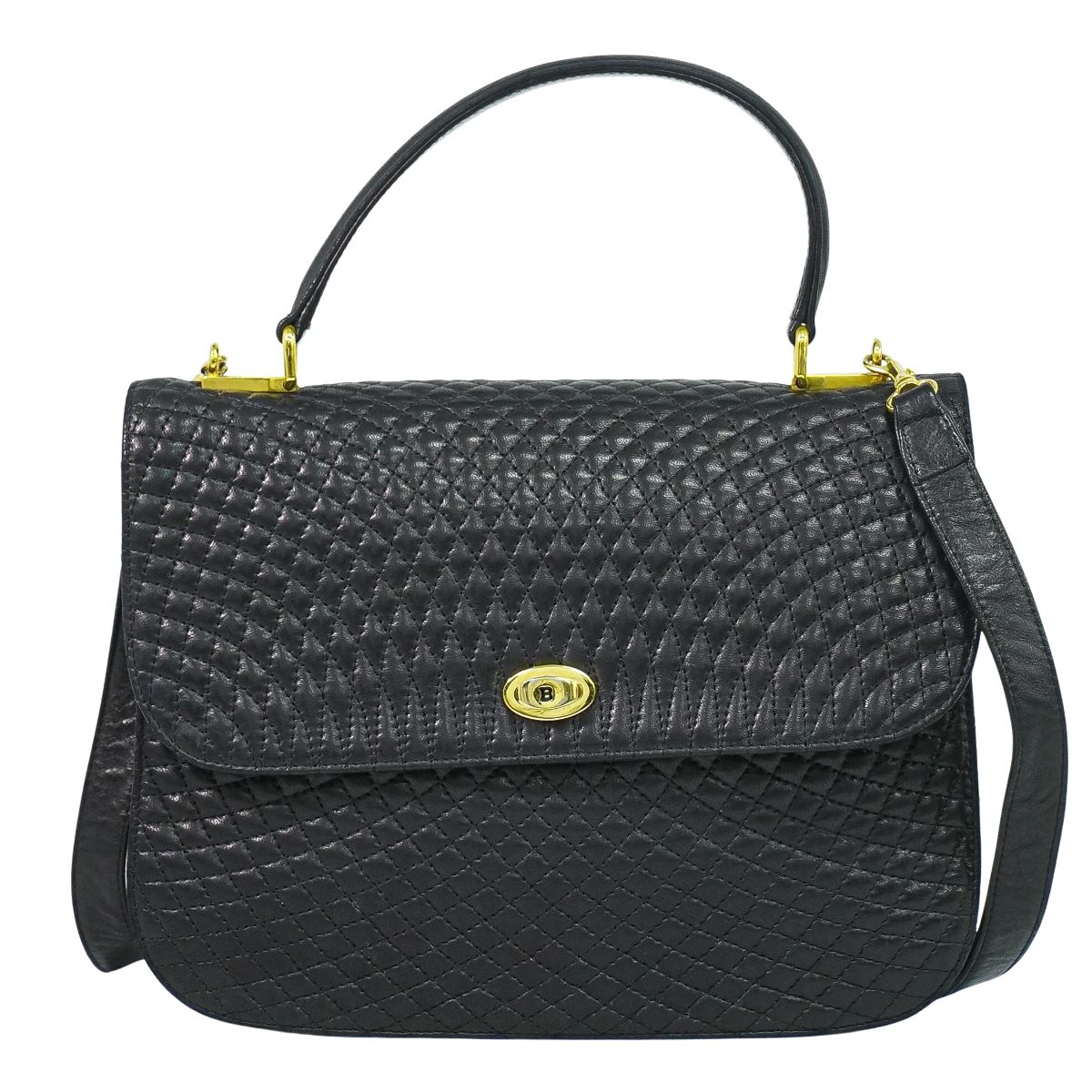 本物 バリー BALLY なめし革 2WAY ショルダーバッグ ハンドバック ポシェット 黒いこと 御徒面子 中古・